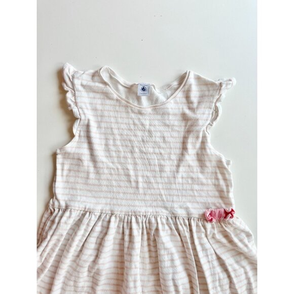Girls' PETIT BATEAU White Pink Striped Cotton Jersey Tank Dress, Size 10 - Picture 2 of 13